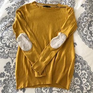 Merino wool/cotton blend elbow patch sweater